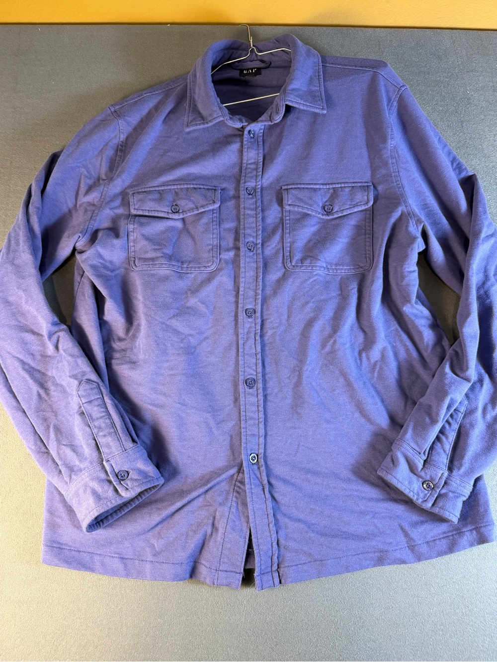 Gap Men's Bluish Purple Button-Up Utility Shirt Jacket